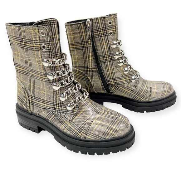 CIRCUS Sam Edelman Gili Plaid Combat Boots Platform 6 - Picture 1 of 11
